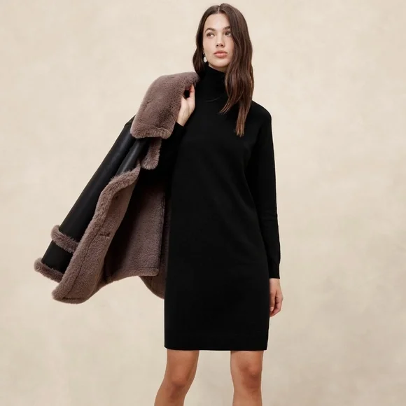Banana Republic Factory | Dresses | Banana Republic Factory Black  Turtleneck Sweater Dress Nwt Size M | Poshmark